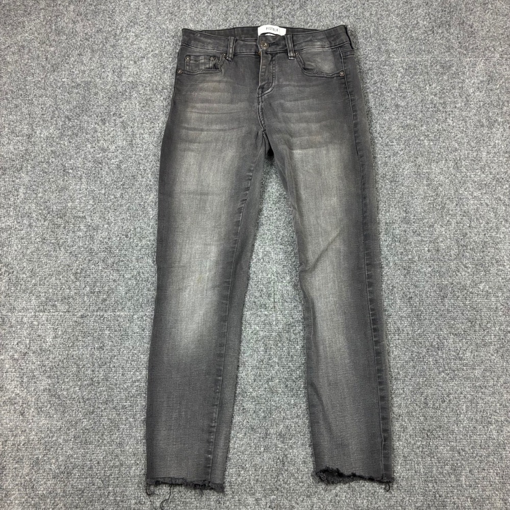 Pistola Womens Size 25 26x24 Skinny Jeans Faded Black Raw Hem Frayed Denim